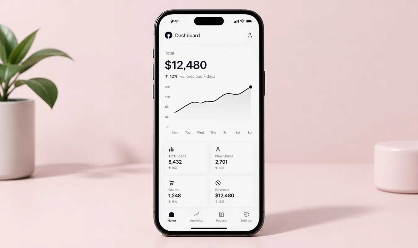 A dashboard app on a phone
